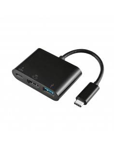 AISENS CONVERSOR USB-C A HDMI USB-C TIPO A USB 3.0, 3 EN 1, NEGRO, 15 CM