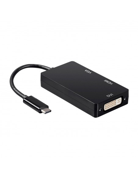 AISENS Conversor USB-C A DVI HDMI VGA, USB-C M-DVI H-HDMI H-VGA H, Negro, 15cm