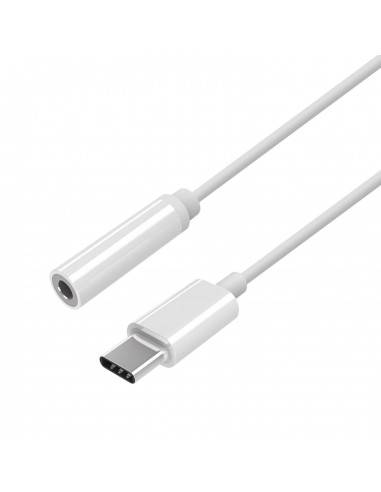 AISENS Conversor USB-C a audio estilo Apple, USB-C M-Jack 3.5 H, Blanco, 15 cm