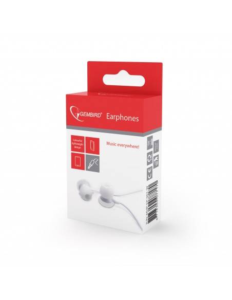 Gembird MHP-EP-001-W auricular y casco Auriculares Dentro de oído Conector de 3,5 mm Blanco