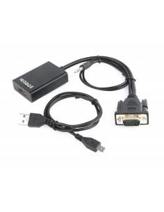 Gembird A-VGA-HDMI-01 adaptador de cable de vídeo 0,15 m HDMI 19 pin Negro