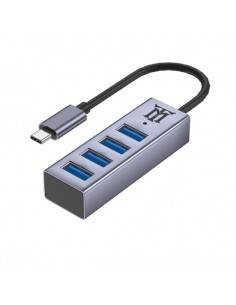 Maillon Technologique Premium MTHUB4 hub de interfaz USB 3.2 Gen 2 (3.1 Gen 2) Type-C 5 Mbit s Aluminio, Gris