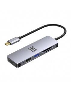 Maillon Technologique Premium MTHUB5 hub de interfaz USB 3.2 Gen 2 (3.1 Gen 2) Type-C 5000 Mbit s Aluminio, Gris
