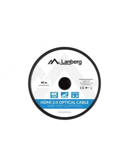 Lanberg CA-HDMI-20FB-0400-BK cable HDMI 40 m HDMI tipo A (Estándar) Negro, Plata