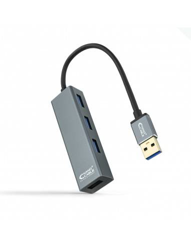 Nanocable USB 3.0 4xUSB3.0. USB-A M-USB 3.0 H, Gris, 10 cm