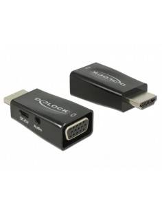 DeLOCK 65901 cambiador de género para cable HDMI A VGA & 3.5 mm Audio Negro
