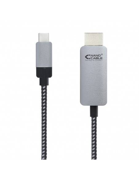 Nanocable 10.15.5103 adaptador de cable de vídeo 3 m USB Tipo C HDMI Aluminio, Negro