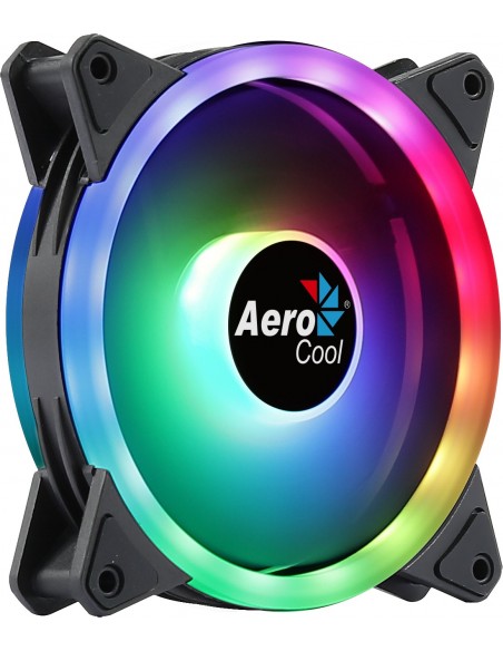 Aerocool DUO12 Ventilador PC 12cm ARGB LED Dual Ring Antivibración 6 Pines Negro