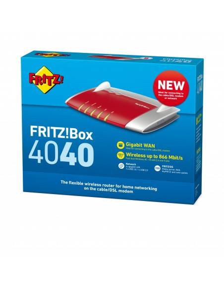FRITZ! Box 4040 router inalámbrico Gigabit Ethernet Doble banda (2,4 GHz   5 GHz) Rojo