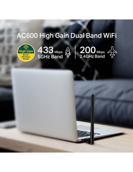 TP-LINK AC600 High Gain Wireless Dual Band USB Adapter Interno WLAN 600 Mbit s