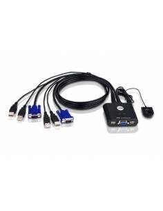 Aten Switch KVM formato cable VGA USB de 2 puertos con selector remoto de puerto