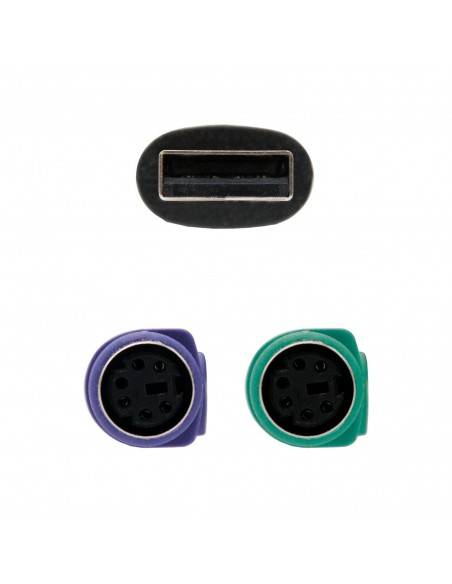 Nanocable CONVERSOR PS 2(TECLADO+RATON) A USB, TIPO 2xPS 2 H-A M, 15 CM