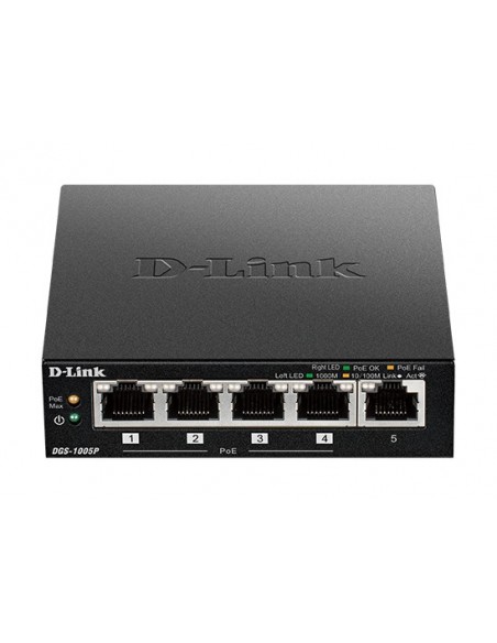 D-Link DGS-1005P switch No administrado L2 Gigabit Ethernet (10 100 1000) Energía sobre Ethernet (PoE) Negro