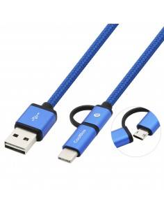 CoolBox COO-CAB-U2MC-BL cable USB 1 m USB 2.0 USB A USB C Micro-USB B Azul