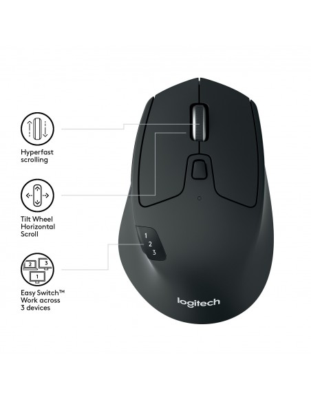 Logitech M720 ratón mano derecha RF inalámbrica + Bluetooth Óptico 1000 DPI