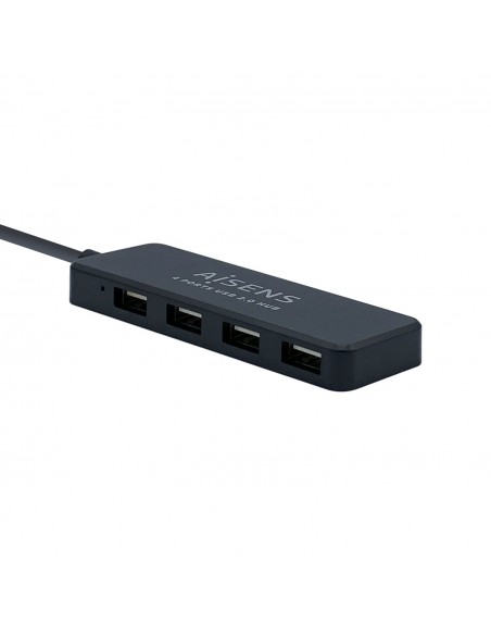 AISENS Hub USB 2.0, Tipo A M - 4 x Tipo A H, Negro, 30 cm