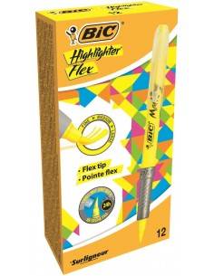 BIC Highlighter Flex marcador 12 pieza(s) Punta de pincel Amarillo
