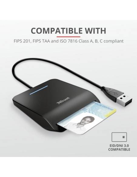 Trust Primo lector de tarjeta inteligente Interior CardBus+USB 2.0 Negro