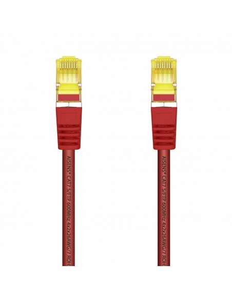 AISENS Cable De Red Latiguillo RJ45 LSZH Cat.7 600 MHz S FTP PIMF AWG26, Rojo, 1.0 m