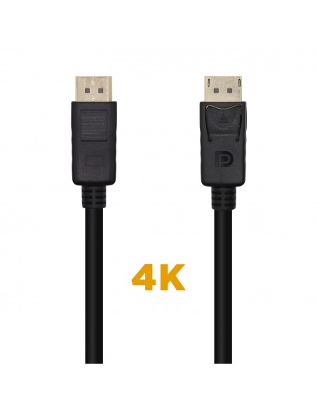 AISENS Cable DisplayPort V1.2 4K@60Hz, DP M-DP M, Negro, 1.0m