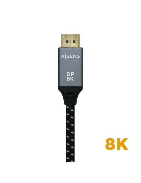 AISENS Cable Displayport V1.4 8k@60hz, DP M-DP M, Gris Negro, 3.0m