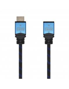 AISENS Cable HDMI V2.0 Prolongador Premium Alta Velocidad   HEC 4K@60Hz 18Gbps, A M-A H, Negro Azul, 3.0m