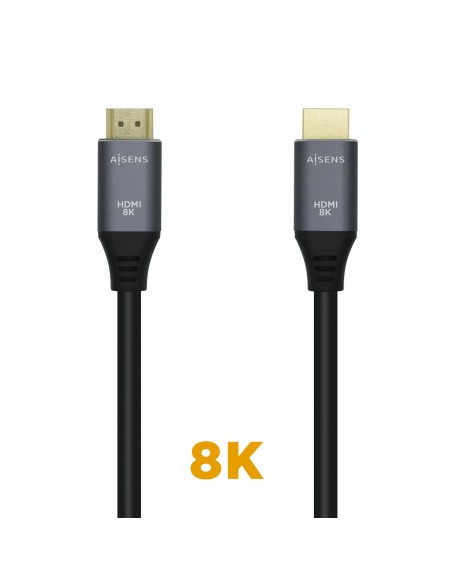 AISENS Cable HDMI V2.1 Ultra Alta Velocidad   HEC 8k@60Hz 48Gbps, A M-A M, Gris Negro, 0.5m