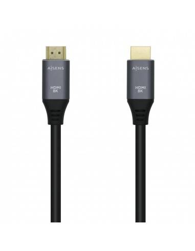 AISENS Cable HDMI V2.1 Ultra Alta Velocidad   HEC 8k@60Hz 48Gbps, A M-A M, Gris Negro, 1.5m