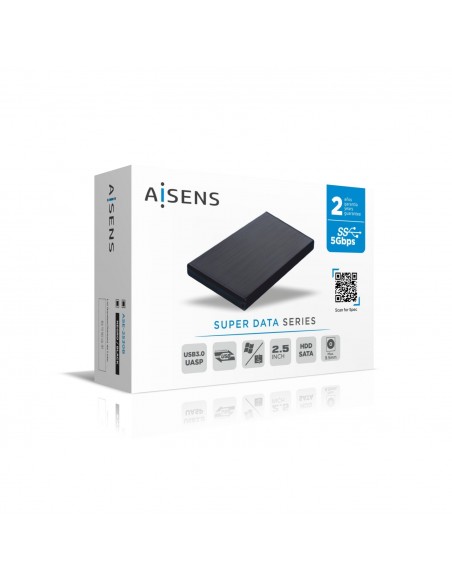 AISENS Caja externa 2,5" ASE-2530B 9.5 mm SATA a USB 3.0 USB 3.1 Gen1, Negra