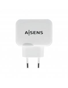 AISENS Cargador USB 17W 5V 3.4A, 2xUSB Con Control AI, Blanco