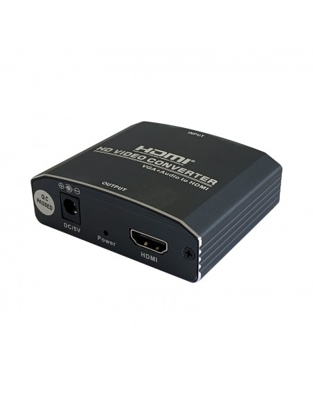 AISENS Conversor SVGA+Audio a HDMI con alimentación, SVGA H+JACK 3.5 H-HDMI A H, Negro