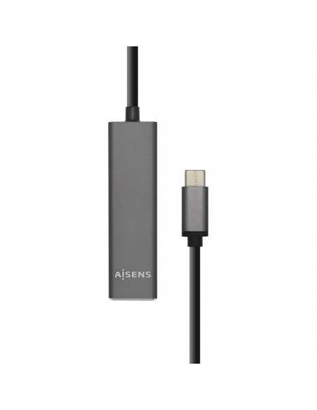 AISENS Hub USB 3.1 USB-C, USB-C M - 4 x Tipo A H, Gris, 15 cm