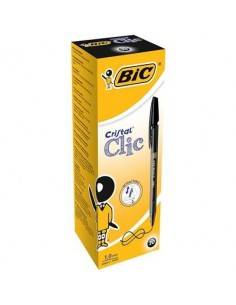 BIC Cristal Clic Negro Bolígrafo de punta retráctil con pulsador Medio 20 pieza(s)
