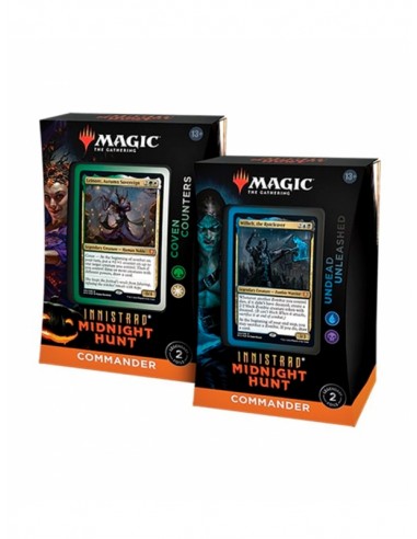 Juego de cartas caja de cartas wizard of the coast magic the gathering commander display innistrad midnight hunt 4 mazos ingles