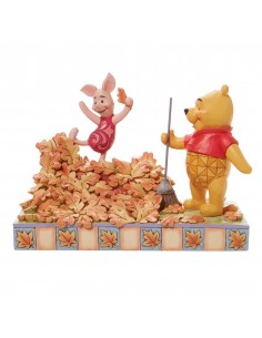 Figura enesco disney winnie the pooh pooh & piglet recogiendo hojas de otoño