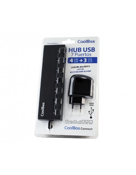 CoolBox HUBCOO356A hub de interfaz USB 3.2 Gen 1 (3.1 Gen 1) Type-A 5000 Mbit s Negro