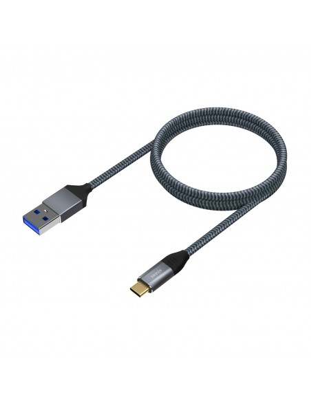 AISENS Cable USB 3.1 Gen2 Aluminio 10Gbps 3A, Tipo USB-C M-A M, Gris, 1.5M