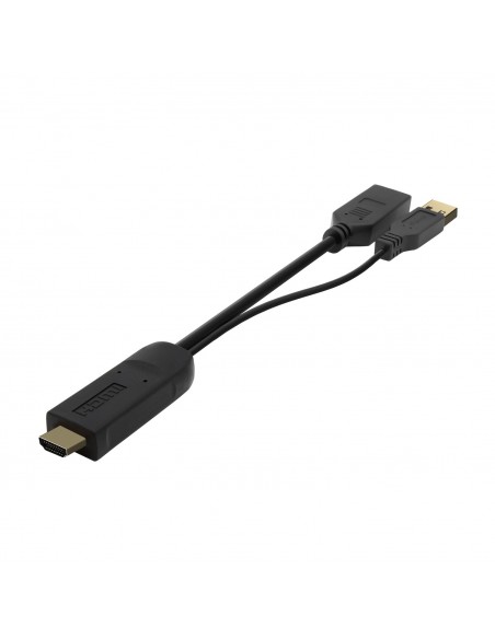 AISENS Conversor Activo HDMI 2.0 + USB Alim. a DISPLAYPORT V1.2, HDMI M-USB M-DP H, Negro, 10CM