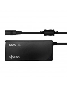 AISENS Cargador 65 W Automatico Universal Multitension Para Portatil Con 9 Conectores + USB-A QC.3.0