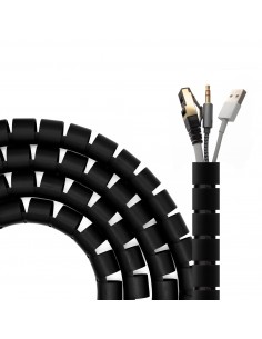 AISENS Organizador De Cable En Espiral 25mm, Negro, 2.0 m
