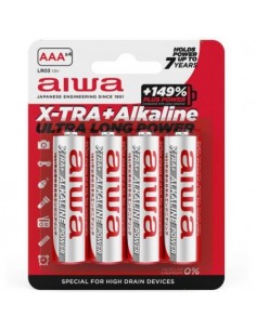 Pack de 4 Pilas AAA Aiwa X-TRA+Alcaline LR03/ 1.5V/ Alcalinas