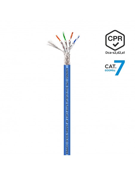 AISENS Cable de Red RJ45 LSZH CPR Dca CAT.7 600 MHZ S FTP AWG23, Azul, 500 m