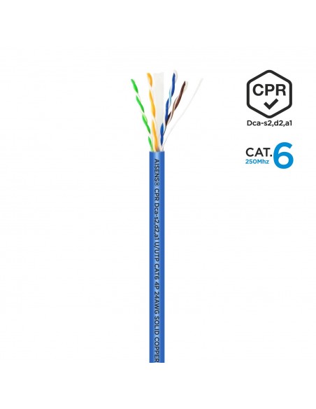 AISENS Cable de Red RJ45 LSZH CPR Dca CAT.6 UTP AWG24, Azul, 100 m