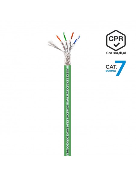 AISENS Cable de Red RJ45 LSZH CPR Cca CAT.7 600 MHZ S FTP AWG23, Verde, 500 m