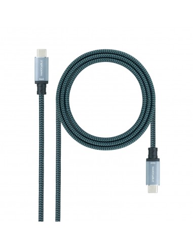 Nanocable Cable USB 3.1 Gen2 10Gbps 5A, 4K 60Hz, USB-C M-USB-C M, Gris Negro, 0.5 m