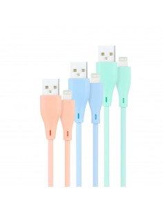 Nanocable 3 Cables Lightning a USB 2.0, Lightning M-USB A M, Rosa, Azul y Verde, 1 m