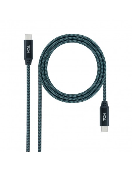 Nanocable Cable USB 3.2 Gen2x2 20Gbps 5A 100W 4K 60Hz USB-C M-USB-C M, Gris Negro, 1.5 m
