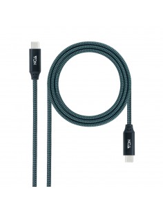 Nanocable Cable USB 3.2 Gen2x2 20Gbps 5A 100W 4K 60Hz USB-C M-USB-C M, Gris Negro, 0.5 m