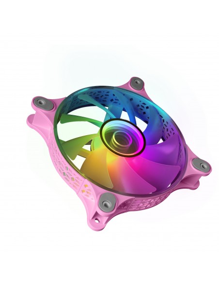Mars Gaming MF-3D Rosa Ventilador ARGB 360° 12cm Espejo Infinito 3D Sistema Anti-vibraciones Ultra-silencioso Compatibilidad