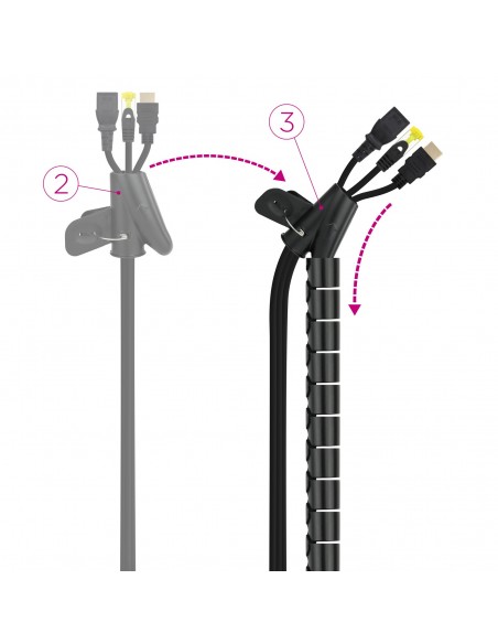 Nanocable Organizador de Cables Flexible 25 mm, Negro, 3 m